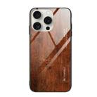 For iPhone 16 Pro Max Wood Grain Glass Phone Case(Dark Brown) - 1