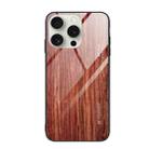 For iPhone 16 Pro Max Wood Grain Glass Phone Case(Coffee) - 1