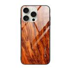 For iPhone 16 Pro Max Wood Grain Glass Phone Case(Light Brown) - 1