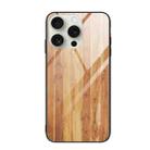 For iPhone 16 Pro Wood Grain Glass Phone Case(Yellow) - 1