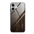 For iPhone 16 Plus Wood Grain Glass Phone Case(Black) - 1