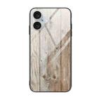For iPhone 16 Wood Grain Glass Phone Case(Grey) - 1