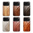 For iPhone 17 Pro Max Wood Grain Glass Phone Case(Light Brown) - 2