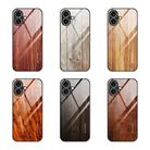 For iPhone 17 Wood Grain Glass Phone Case(Dark Brown) - 2