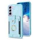 For Samsung Galaxy S22+ 5G BF27 Metal Ring Card Bag Holder Phone Case(Blue) - 1