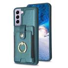 For Samsung Galaxy S22 5G BF27 Metal Ring Card Bag Holder Phone Case(Green) - 1