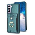 For Samsung Galaxy S21 FE 5G BF27 Metal Ring Card Bag Holder Phone Case(Green) - 1