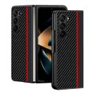 For Samsung Galaxy Z Fold5 Ultra-thin Carbon Fiber Texture Printing Phone Case(Black Red) - 1