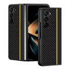 For Samsung Galaxy Z Fold5 Ultra-thin Carbon Fiber Texture Printing Phone Case(Black Yellow) - 1
