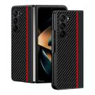 For Samsung Galaxy Z Fold6 Ultra-thin Carbon Fiber Texture Printing Phone Case(Black Red) - 1