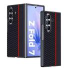 For Samsung Galaxy Z Fold7 Ultra-thin Carbon Fiber Texture Printing Phone Case(Black Red) - 1
