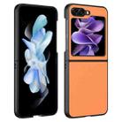 For Samsung Galaxy Z Flip5 Ultra-thin Plain Skin Leather Phone Case(Orange) - 1