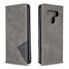 For LG K51 Rhombus Texture Horizontal Flip Magnetic Leather Case with Holder & Card Slots & Wallet(Grey) - 1