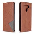 For LG K51 Rhombus Texture Horizontal Flip Magnetic Leather Case with Holder & Card Slots & Wallet(Brown) - 1