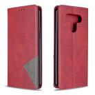 For LG K51 Rhombus Texture Horizontal Flip Magnetic Leather Case with Holder & Card Slots & Wallet(Red) - 1