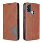 For Huawei Honor 9A Rhombus Texture Horizontal Flip Magnetic Leather Case with Holder & Card Slots & Wallet(Brown) - 1