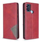 For Huawei Honor 9A Rhombus Texture Horizontal Flip Magnetic Leather Case with Holder & Card Slots & Wallet(Red) - 1