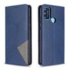 For Huawei Honor 9A Rhombus Texture Horizontal Flip Magnetic Leather Case with Holder & Card Slots & Wallet(Blue) - 1