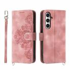 For Samsung Galaxy S23 FE 5G Skin-feel Flowers Embossed Wallet Leather Phone Case(Pink) - 1