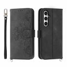 For Samsung Galaxy S23 FE 5G Skin-feel Flowers Embossed Wallet Leather Phone Case(Black) - 1