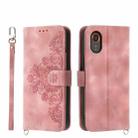 For Samsung Galaxy Xcover 7 Skin-feel Flowers Embossed Wallet Leather Phone Case(Pink) - 1