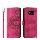 For Samsung Galaxy S8+ Skin-feel Flowers Embossed Wallet Leather Phone Case(Wine Red) - 1