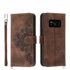 For Samsung Galaxy S8 Skin-feel Flowers Embossed Wallet Leather Phone Case(Brown) - 1