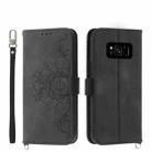 For Samsung Galaxy S8 Skin-feel Flowers Embossed Wallet Leather Phone Case(Black) - 1