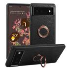 For Google Pixel 7a Litchi Texture Magnetic Phone Case with Ring Holder(Black) - 1