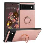 For Google Pixel 7a Litchi Texture Magnetic Phone Case with Ring Holder(Pink) - 1