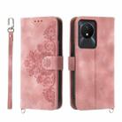 For vivo Y02a Skin-feel Flowers Embossed Wallet Leather Phone Case(Pink) - 1