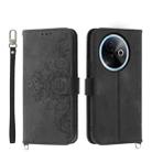 For vivo Y39 5G Skin Feel Flowers Embossed Wallet Leather Phone Case(Black) - 1