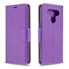 For LG K51 Litchi Texture Pure Color Horizontal Flip PU Leather Case with Holder & Card Slots & Wallet & Lanyard(Purple) - 1