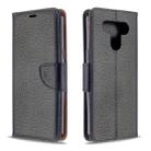 For LG K51 Litchi Texture Pure Color Horizontal Flip PU Leather Case with Holder & Card Slots & Wallet & Lanyard(Black) - 1