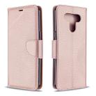 For LG K51 Litchi Texture Pure Color Horizontal Flip PU Leather Case with Holder & Card Slots & Wallet & Lanyard(Rose Gold) - 1