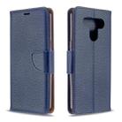 For LG K51 Litchi Texture Pure Color Horizontal Flip PU Leather Case with Holder & Card Slots & Wallet & Lanyard(Dark Blue) - 1