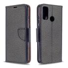 For Huawei P Smart (2020) Litchi Texture Pure Color Horizontal Flip PU Leather Case with Holder & Card Slots & Wallet & Lanyard(Black) - 1