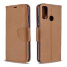 For Huawei P Smart (2020) Litchi Texture Pure Color Horizontal Flip PU Leather Case with Holder & Card Slots & Wallet & Lanyard(Brown) - 1