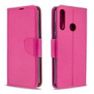 For Huawei Y6P Litchi Texture Pure Color Horizontal Flip PU Leather Case with Holder & Card Slots & Wallet & Lanyard(Rose Red) - 1