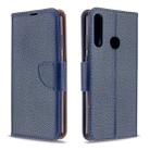 For Huawei Y6P Litchi Texture Pure Color Horizontal Flip PU Leather Case with Holder & Card Slots & Wallet & Lanyard(Dark Blue) - 1