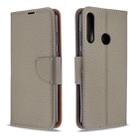 For Huawei Y6P Litchi Texture Pure Color Horizontal Flip PU Leather Case with Holder & Card Slots & Wallet & Lanyard(Grey) - 1