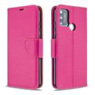 For Huawei Honor 9A Litchi Texture Pure Color Horizontal Flip PU Leather Case with Holder & Card Slots & Wallet & Lanyard(Rose Red) - 1