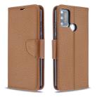 For Huawei Honor 9A Litchi Texture Pure Color Horizontal Flip PU Leather Case with Holder & Card Slots & Wallet & Lanyard(Brown) - 1