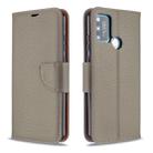 For Huawei Honor 9A Litchi Texture Pure Color Horizontal Flip PU Leather Case with Holder & Card Slots & Wallet & Lanyard(Grey) - 1