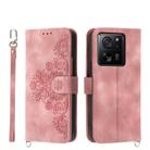 For Xiaomi 13T Skin-feel Flowers Embossed Wallet Leather Phone Case(Pink) - 1