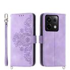 For Xiaomi Redmi Note 13 Pro 5G Skin-feel Flowers Embossed Wallet Leather Phone Case(Purple) - 1