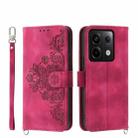 For Xiaomi Redmi Note 13 Pro 5G Skin-feel Flowers Embossed Wallet Leather Phone Case(Wine Red) - 1