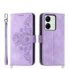 For Xiaomi Redmi 13C Skin-feel Flowers Embossed Wallet Leather Phone Case(Purple) - 1