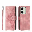 For Xiaomi Redmi 13C Skin-feel Flowers Embossed Wallet Leather Phone Case(Pink) - 1