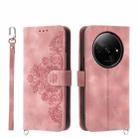 For Xiaomi Redmi A3 Skin-feel Flowers Embossed Wallet Leather Phone Case(Pink) - 1